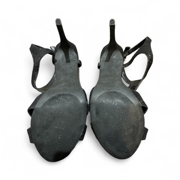 Guess Black Glitter Strappy Heels G Charm Size 7.5 Stiletto Formal Vegas Dance - Picture 7 of 10